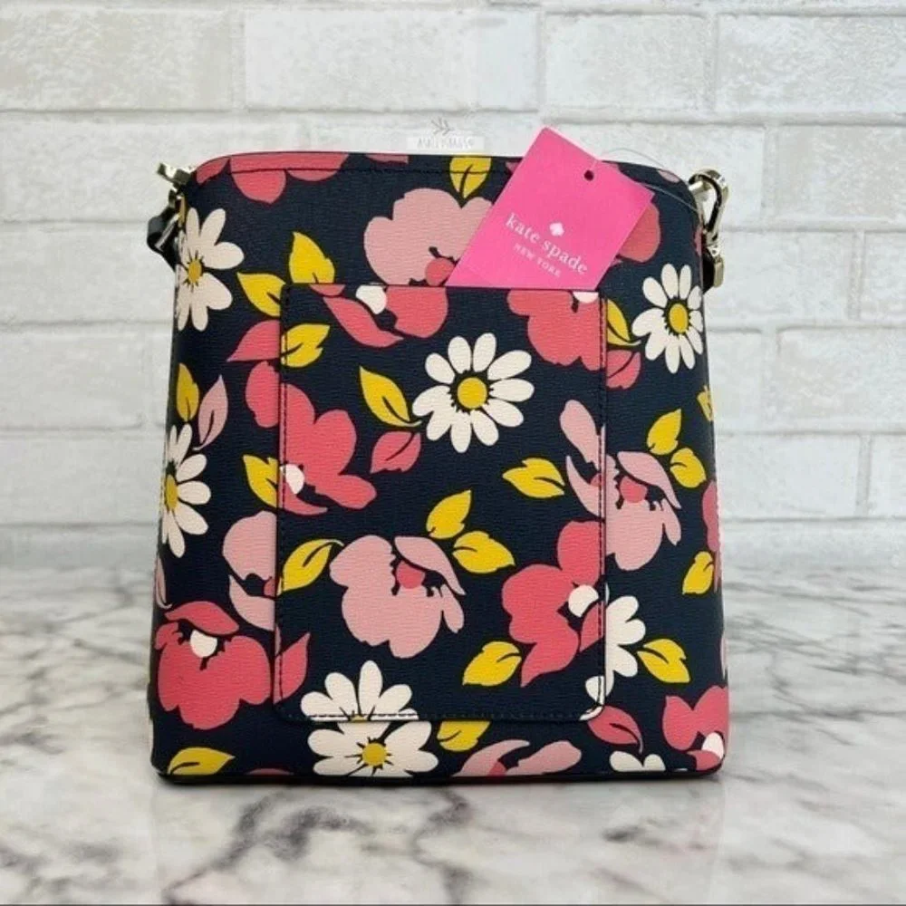 Kate Spade Darcy Road Trip Floral Bucket Bag Crossbody Blue Multi